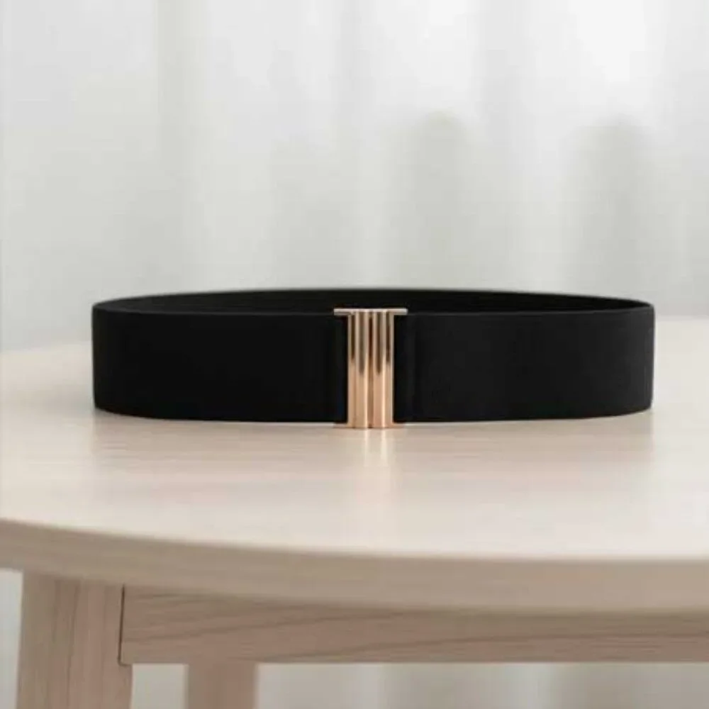 Ladies Fashionable Wide Elastic Ladies Black Belt